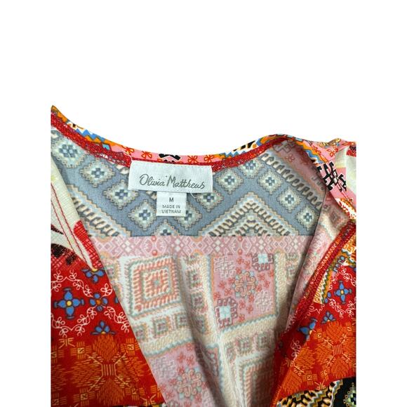 "OLIVIA MATTHEWS" Aztec, Colorful Print ,M,Wrap Dress, Asymmetrical Hem,Fairy - Picture 7 of 9